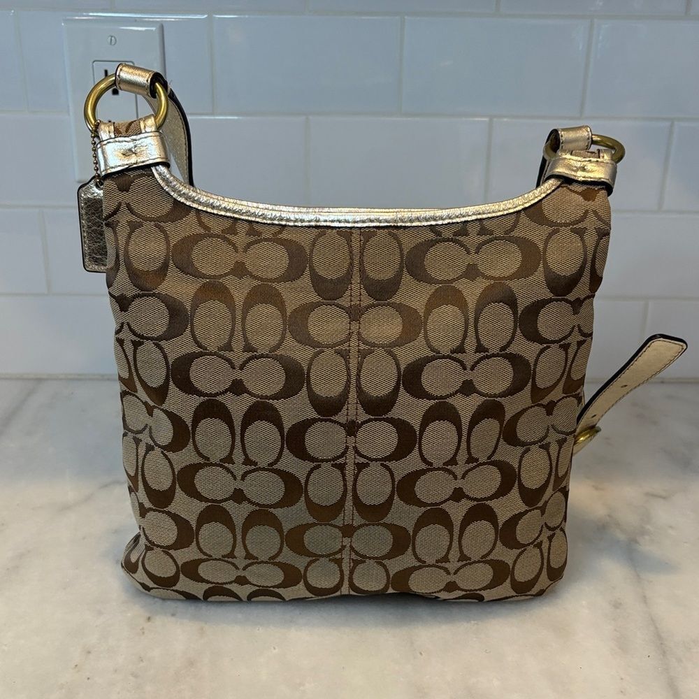 Coach Crossbody Purse Handbag Penelope Jacquard Signature Logo Hippie Bag - Picture 4 of 15